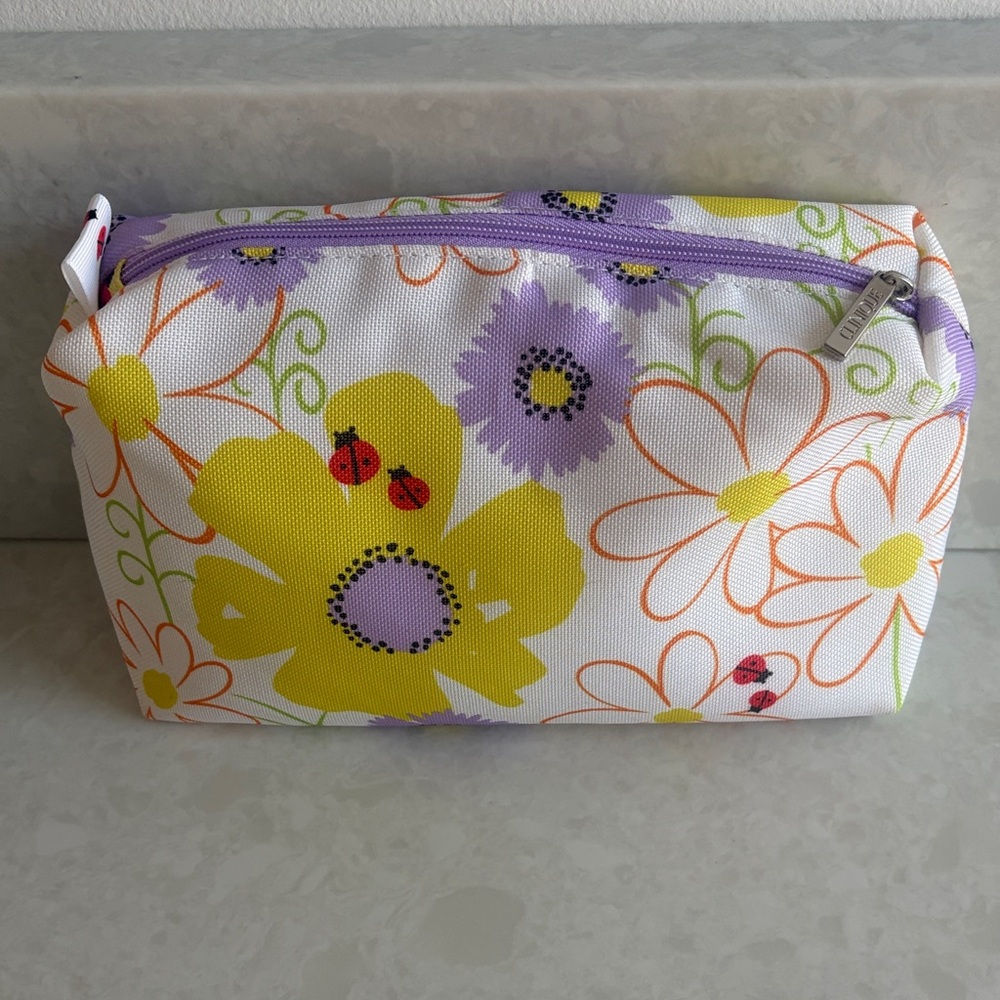 Clinique Floral Cosmetic Bag with Zipper